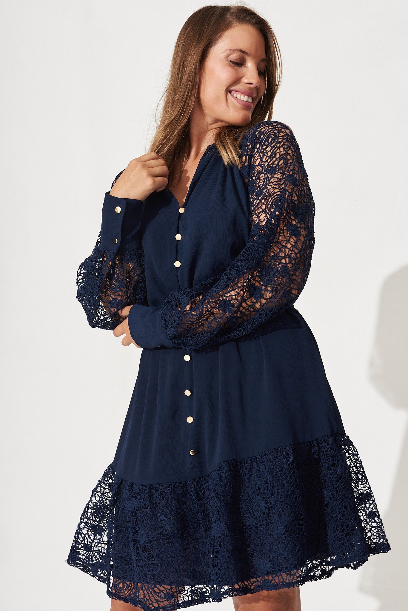 Alannah Dress In Navy Lace – St Frock